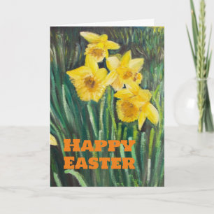 Frohe Ostern Narzisse Gelb Floral Süß Feiertagskarte