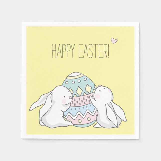 Frohe Ostern! Niedlich Baby Bunnies - Gelb Serviette (Vorderseite)