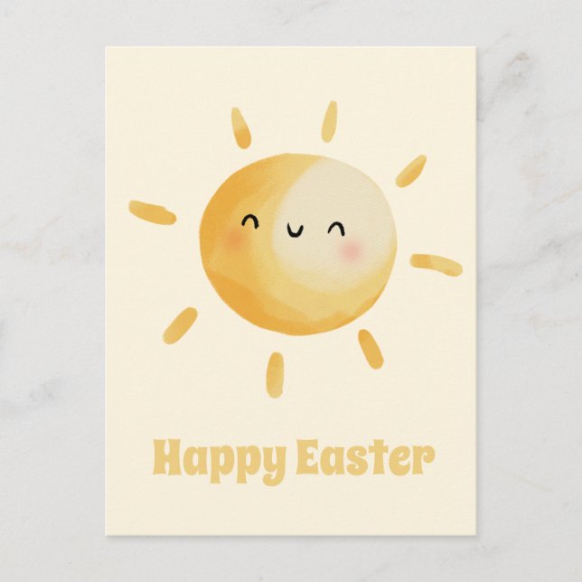 Frohe Ostern! Niedliche Wasserfarbensonne Postkarte (Vorderseite)