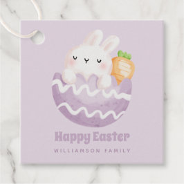 Frohe Ostern! Niedlicher Osterhase im Osterneier Geschenkanhänger