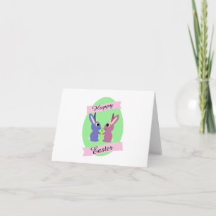 Frohe Ostern! Niedliches Bunny Couple Feiertagskarte