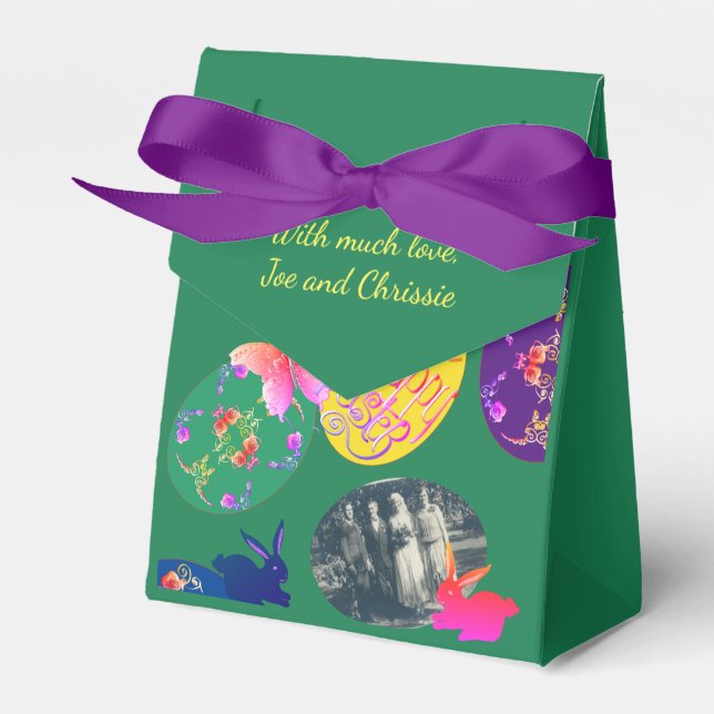 Frohe Ostern, Ostereier mit 3 Fotos Geschenkschachtel (Vorderseite)