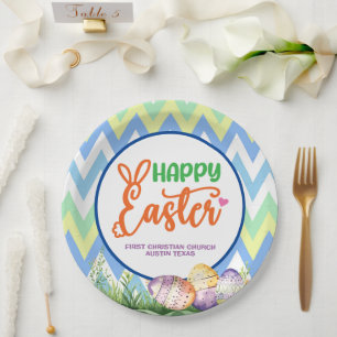 Frohe Ostern, Ostereiersuche und Potluck Pappteller