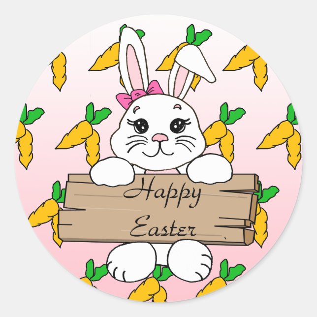 Frohe Ostern, Osterhase Runder Aufkleber (Vorderseite)