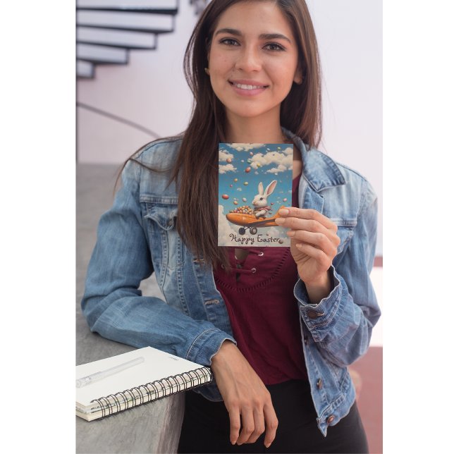 Frohe Ostern, Osterhasen mit Eiern fliegen Einladung (Von Creator hochgeladen)