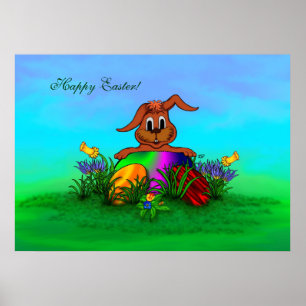 Frohe Ostern! Osterkaninchen Poster