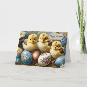 Frohe Ostern Ostern Huhn mit floralen Eiern Feiertagskarte