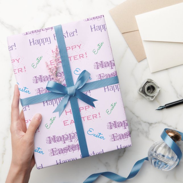Frohe Ostern! Pastel Oaster Theme Typografie Geschenkpapier (Schenken)