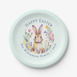 Frohe Ostern Pastell-Hase Floral-Bruncherparty Pappteller