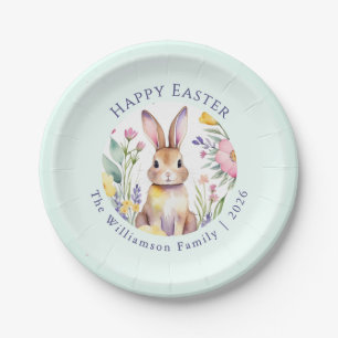 Frohe Ostern Pastell-Hase Floral-Bruncherparty Pappteller
