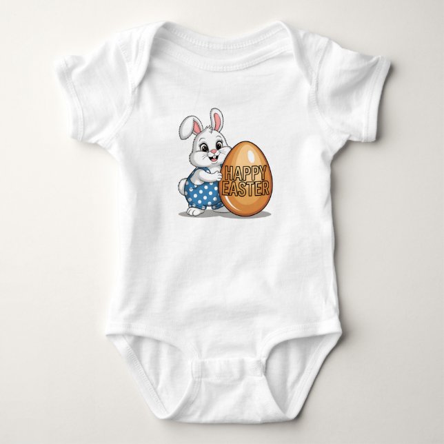 Frohe Ostern Polka Dot Bunny Baby Strampler (Vorderseite)