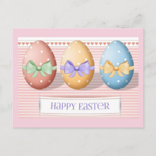 Frohe Ostern Polka-Punkte-Eier mit Schleifen Postkarte
