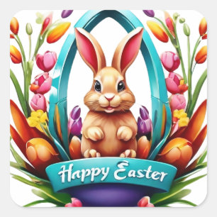 Frohe Ostern Quadratischer Aufkleber