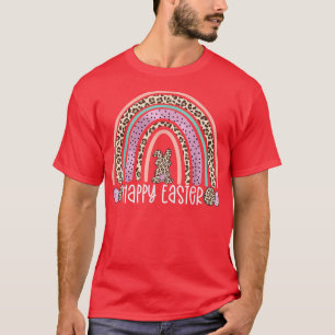 Frohe Ostern Regenbogen Leopard Hase Ei Jagt Frau T-Shirt