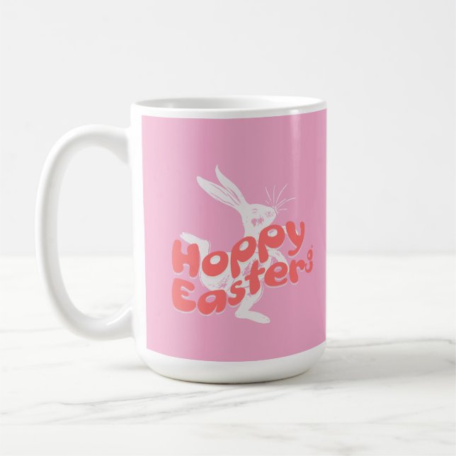 Frohe Ostern Retro Rosa Orange Kaffeetasse (Links)