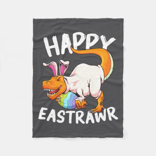 Frohe Ostern Rex Oster Rex Dinosaurier Hase Kind D Fleecedecke (Vorderseite)