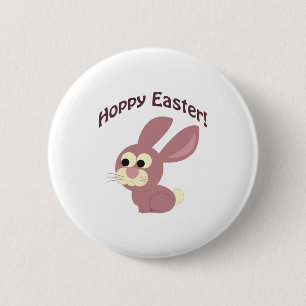 Frohe Ostern Rosa Hase Button