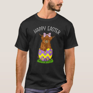 Frohe Ostern Schottisches Hochlandrind Osterei Ku T-Shirt