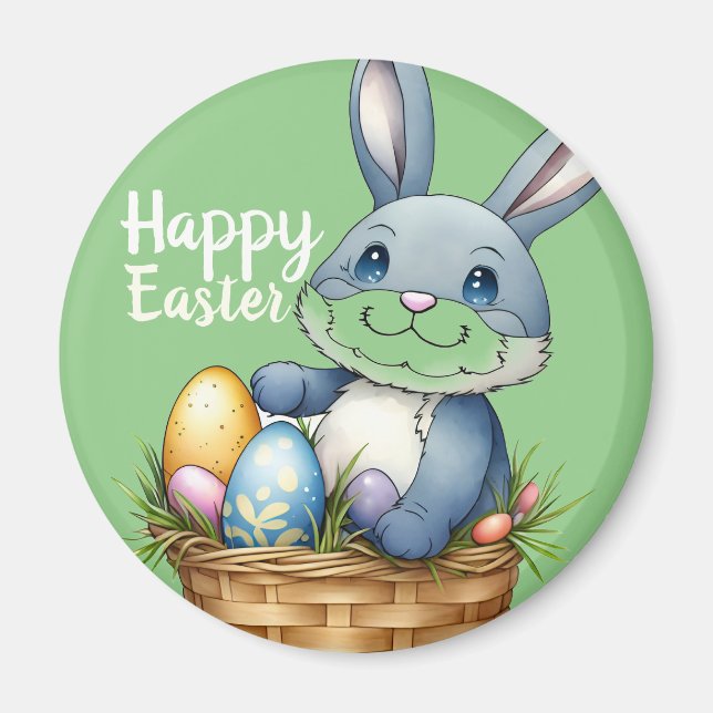 Frohe Ostern, sonnig in Eierkörben Magnet (Vorne)
