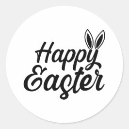 Frohe Ostern, sonnige Ohren auf schwarzem Text Runder Aufkleber