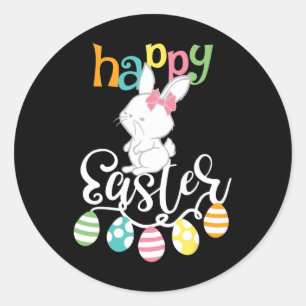 Frohe Ostern Sprüche Ei Groovy Hase Kaninchen Kind Runder Aufkleber