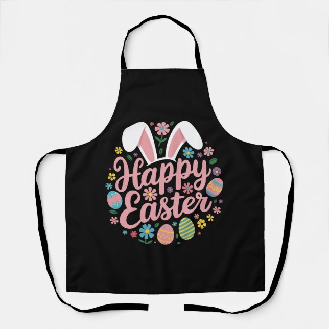 Frohe Ostern Sprüche Ei Hase Schürze (Vorderseite)