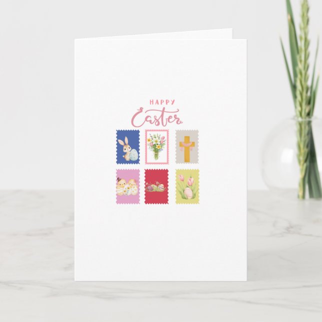 Frohe Ostern Stempel  Feiertagskarte (Vorderseite)