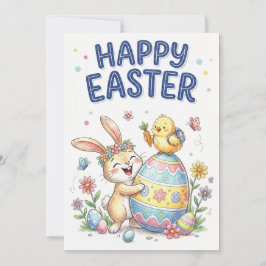 Frohe Ostern Süße Hase und Küken Karte
