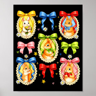 Frohe Ostern Süße Kokette Schleifen-Hasen-Porträt Poster