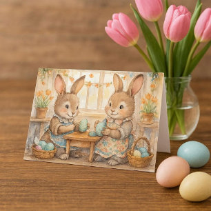 Frohe Ostern Süße Osterhasen & Eier  Feiertagskarte