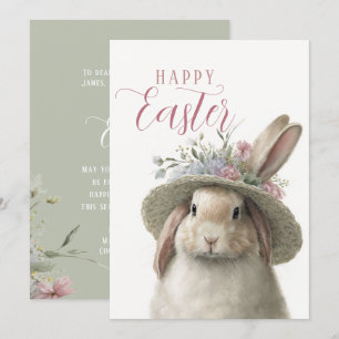 Frohe Ostern Süße Wasserfarbe Florales Häschen Kan Karte