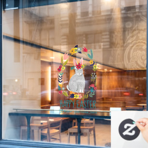 Frohe Ostern Süßer Hase Floral Fensteraufkleber