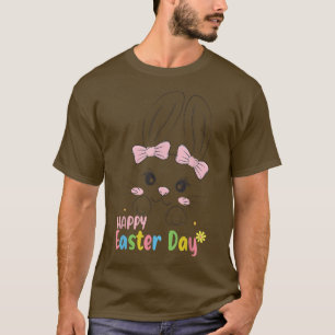 Frohe Ostern Süßer Hase Kaninchen Gesicht Mädchen T-Shirt