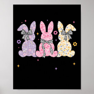 Frohe Ostern Süßer Hase Koketter Bogen Frauen Kind Poster