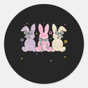 Frohe Ostern Süßer Hase Koketter Bogen Frauen Kind Runder Aufkleber