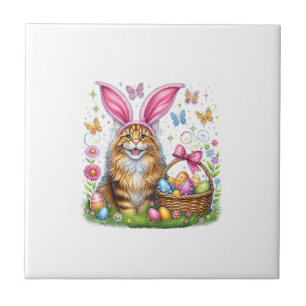 Frohe Ostern Süßer Hase Maine Coon Katze Ostereier Fliese