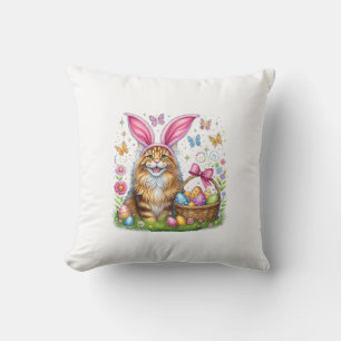 Frohe Ostern Süßer Hase Maine Coon Katze Ostereier Kissen