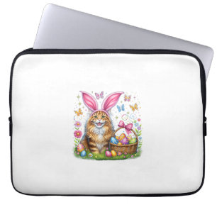 Frohe Ostern Süßer Hase Maine Coon Katze Ostereier Laptopschutzhülle