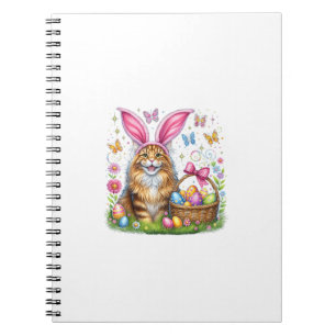 Frohe Ostern Süßer Hase Maine Coon Katze Ostereier Notizblock