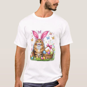 Frohe Ostern Süßer Hase Maine Coon Katze Ostereier T-Shirt
