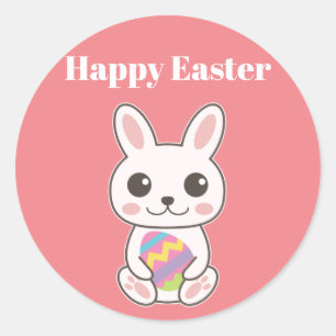 Frohe Ostern Süßer Hase Runder Aufkleber
