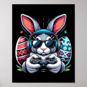 Frohe Ostern Tag Hase Ei Videospiel Kinder Männer Poster