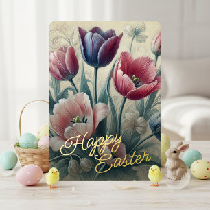 Frohe Ostern Tulpe Floral Goldfolie Karte