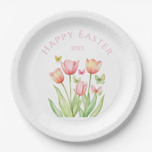 Frohe Ostern Tulpe  Pappteller