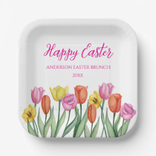 Frohe Ostern Tulpe Pappteller