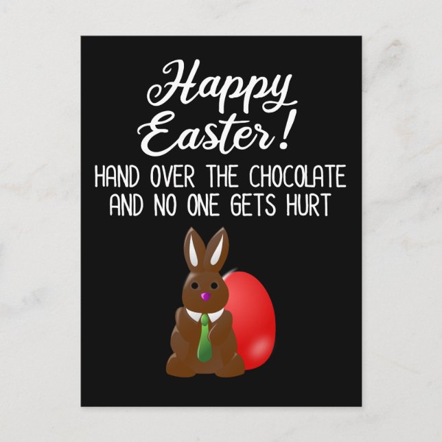 Frohe Ostern! Übergeben Sie die Schokoladenküche Postkarte (Vorderseite)