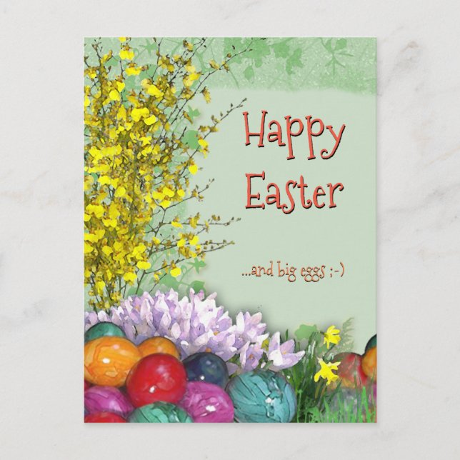 Frohe Ostern und große Eier ;-) Feiertagspostkarte (Vorderseite)