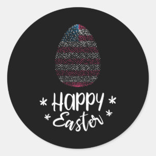 Frohe Ostern und Ostern Ei mit amerikanischer Flag Runder Aufkleber