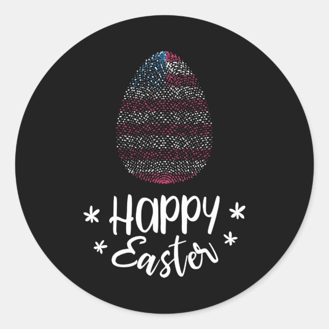 Frohe Ostern und Ostern Ei mit amerikanischer Flag Runder Aufkleber (Vorderseite)