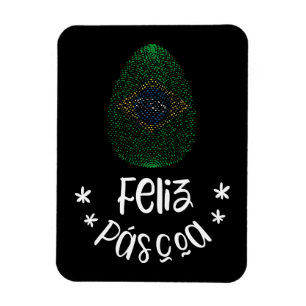 Frohe Ostern und Ostern Ei mit brasilianischer Fla Magnet